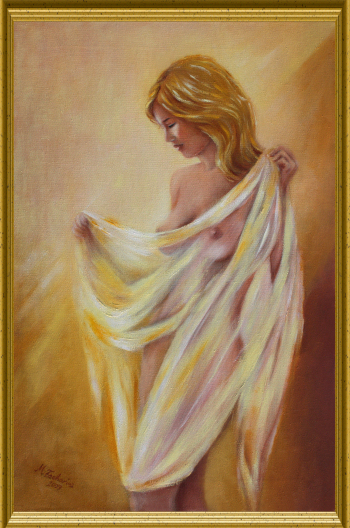 Akt mit Tuch, Ölgemälde auf Keilrahmen Leinen Akt mit Tuch, Ölgemälde auf Keilrahmen Leinen