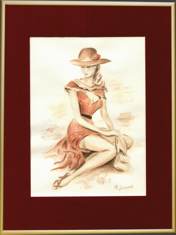 Retro Frauen Träume, erotisches Aquarell